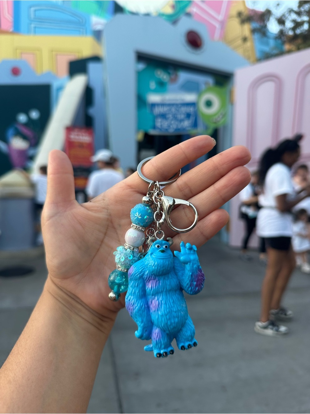 Blue Monster Keychain with Beaded Accents